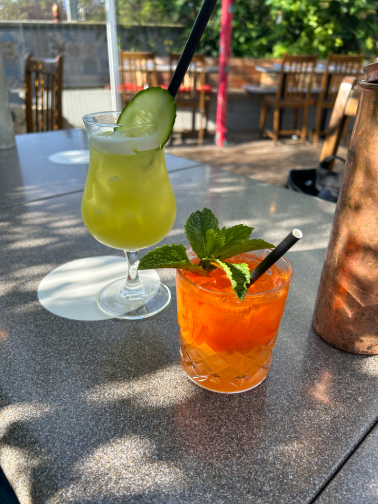 drinks on a patio table