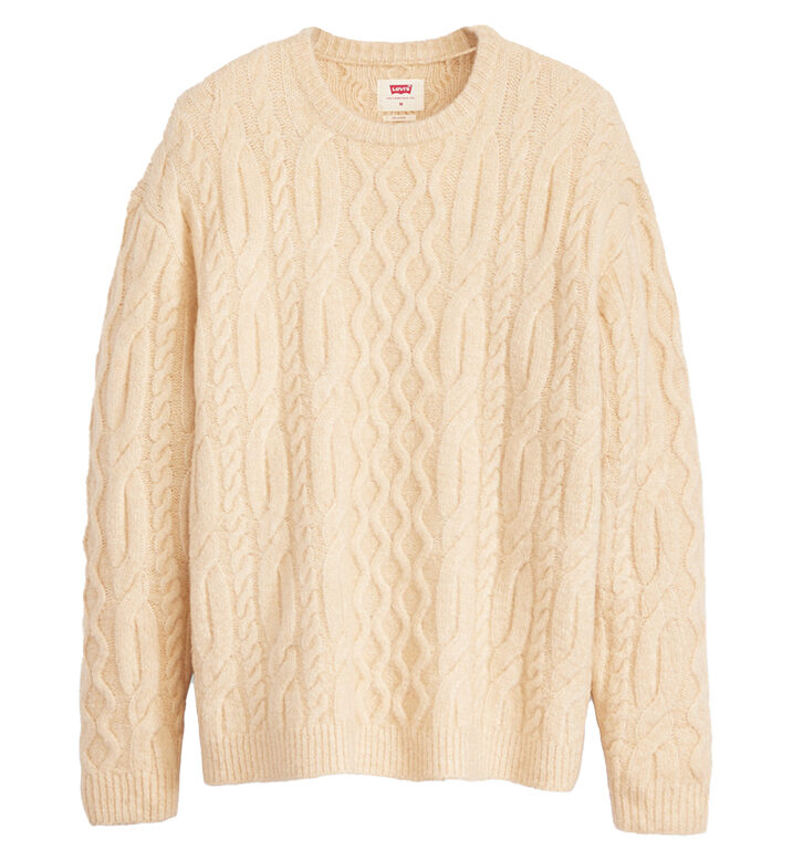 Battery crewneck cable-knit fisherman sweater