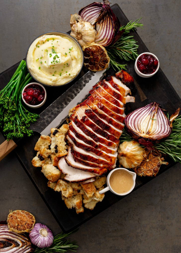 Roast turkey and sides