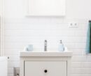 a white bathroom sink