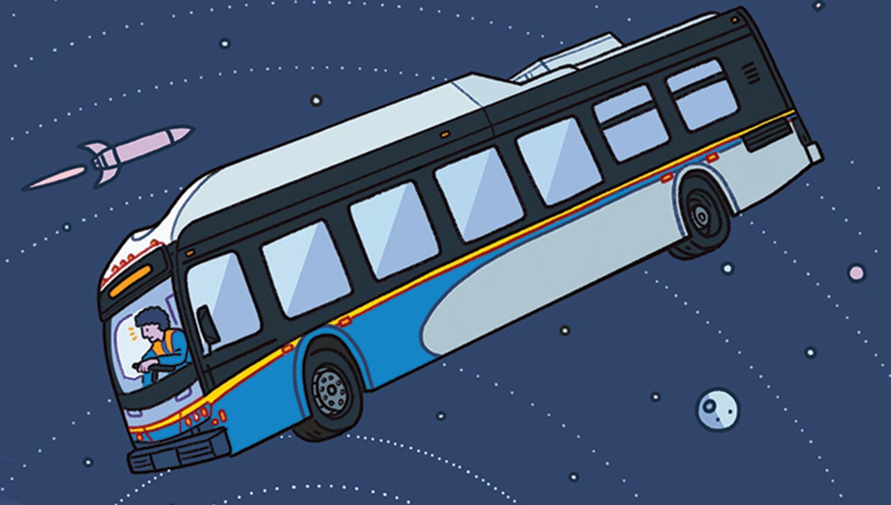 illustration of translink bus in space