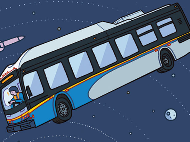 illustration of translink bus in space