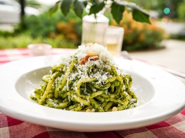 Spaghetti pesto from Loam Bistro