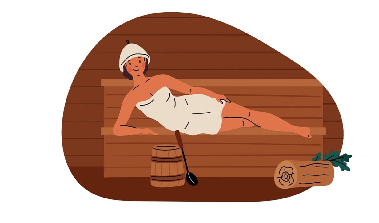illustration of woman in sauna