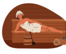 illustration of woman in sauna