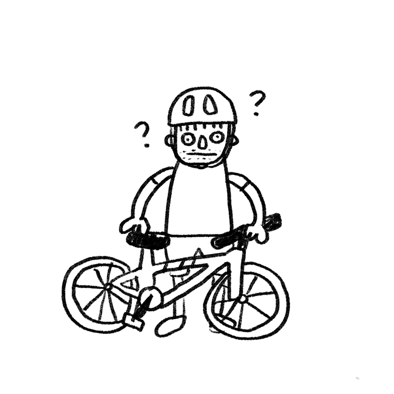 confused man with bike